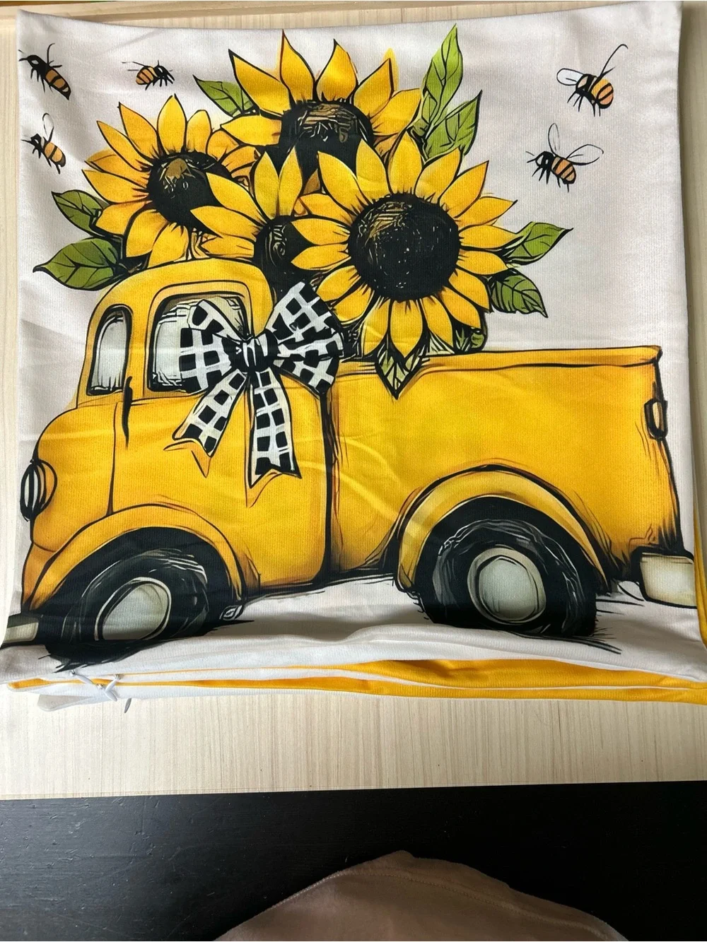 Set of 4 Sunflower Throw Pillow Covers 18x18 Farmhouse Buffalo Plaid Fall Decor